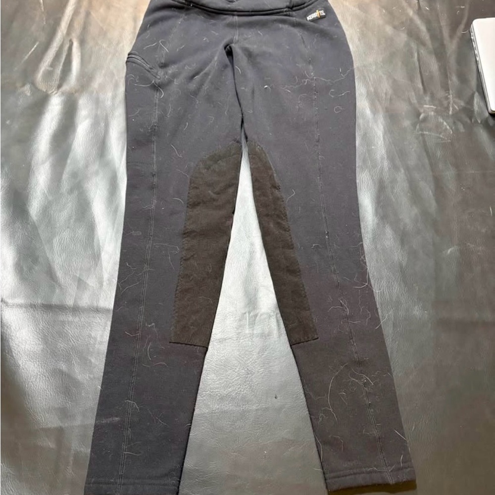Kerrits Kids winter riding breeches Black Bottoms. Horseback riding.